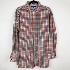Tommy Hilfiger Regular Fit Plaid Button Down Shirt Mens 17 32/33 French Cuff