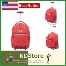 Red 18-Inch Water-Resistant Rolling Backpack with In-line Wheels