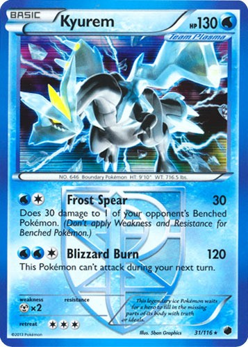 Lightly Played Kyurem - 31/116 - Holo Rare Pokemon Plasma Freeze