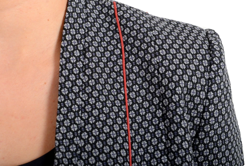 Blazer Just Cavalli Para Mujer Lana Gris Estampado Floral Un Botón US S IT 40 Foto 3 de 4