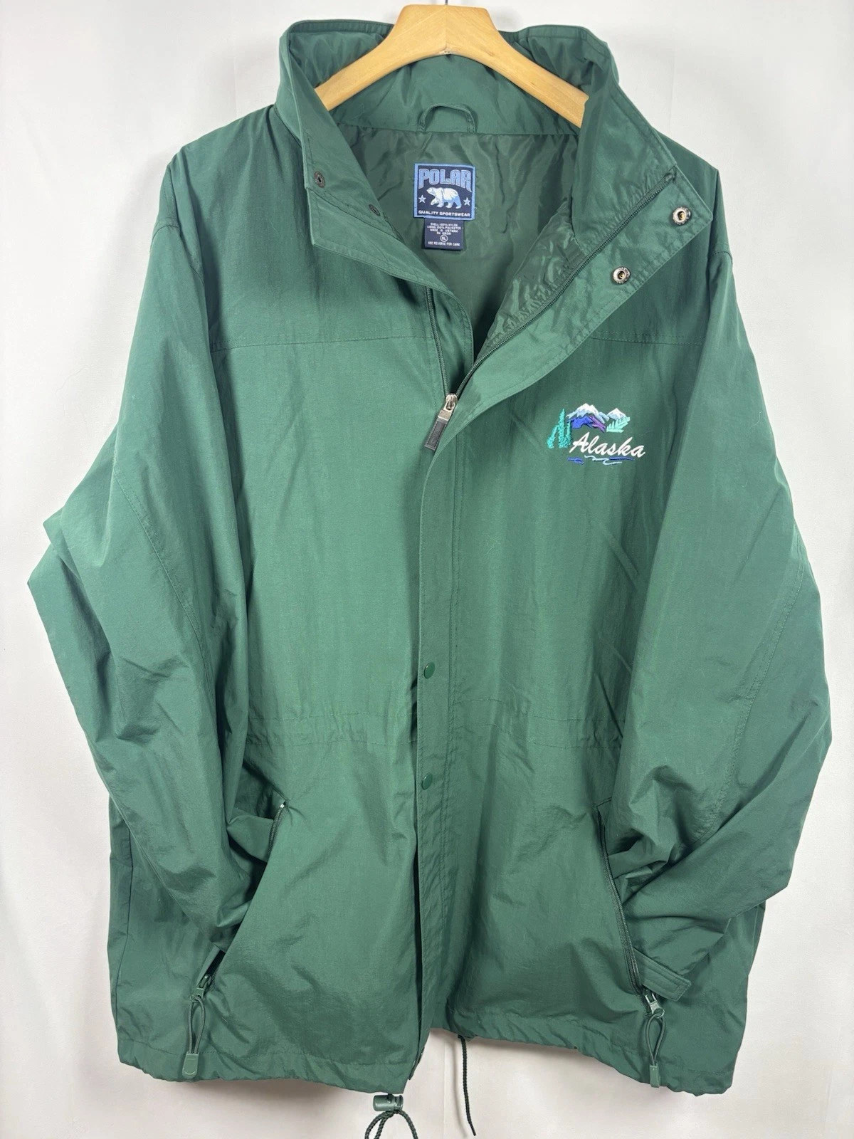 Vintage Polar Alaska Sailing Jacket Mens Size XL Green 90s Fishing Big & Tall