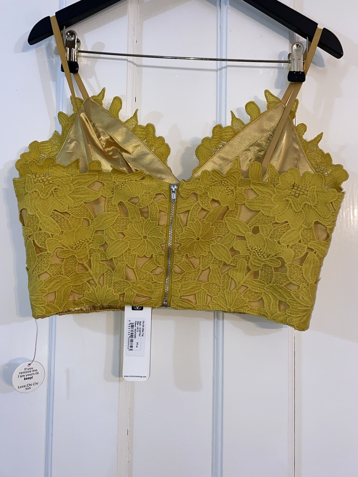 CHI CHI LONDON 'gillie' mustard crop top and midi skirt set sz.12 image 6