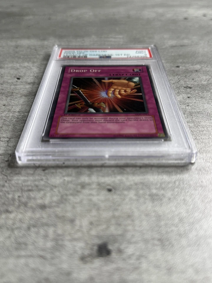 Yugioh Card 1st Ed. Drop Off Super R PSA 9 Mint, LOD-097 2003 (1) - Image 3 of 4