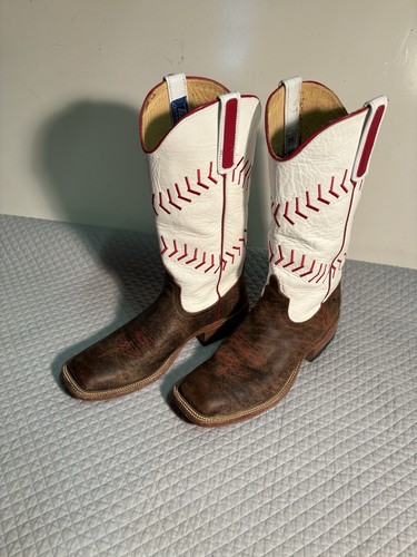 Tesky Women's Baseball Western Cowboy boots square toe Excellent size 10 leather - Picture 6 of 11