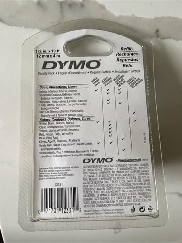 New in Package DYMO LetraTag Label Refill - Variety Pack 3 Cassettes 1/2 x 13 - Picture 3 of 3