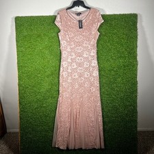 Candalite Womens Small Dusty Rose Pink Floral Lace Sequin Evening Gown D60182-ML