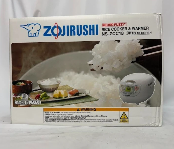 Zojirushi 10 Cup Uncooked Rice Cooker White Warmer NS-ZCC18 16 Settings NEW