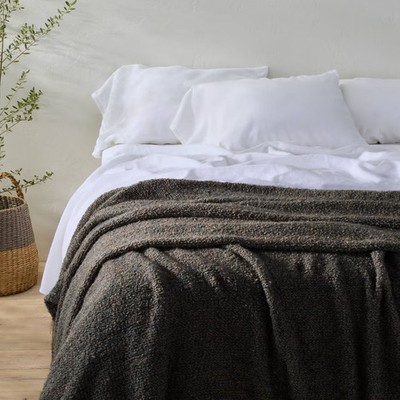 Casaluna Boucle Wool-Blend Bedding Blanket for Bedroom