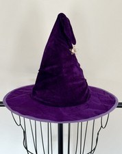 New Women  s Halloween Purple Ruched Gothic Witch Witch  s Costume Hat w/ Star