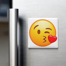 Face Blowing A Kiss Emoji Fridge Magnet 2x2 Made in USA
