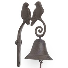 T&uuml;rglocke Glocke Vogelpaar P&auml;rchen V&ouml;gel T&uuml;rklingel Gartendeko Gu&szlig;eisen rustikal