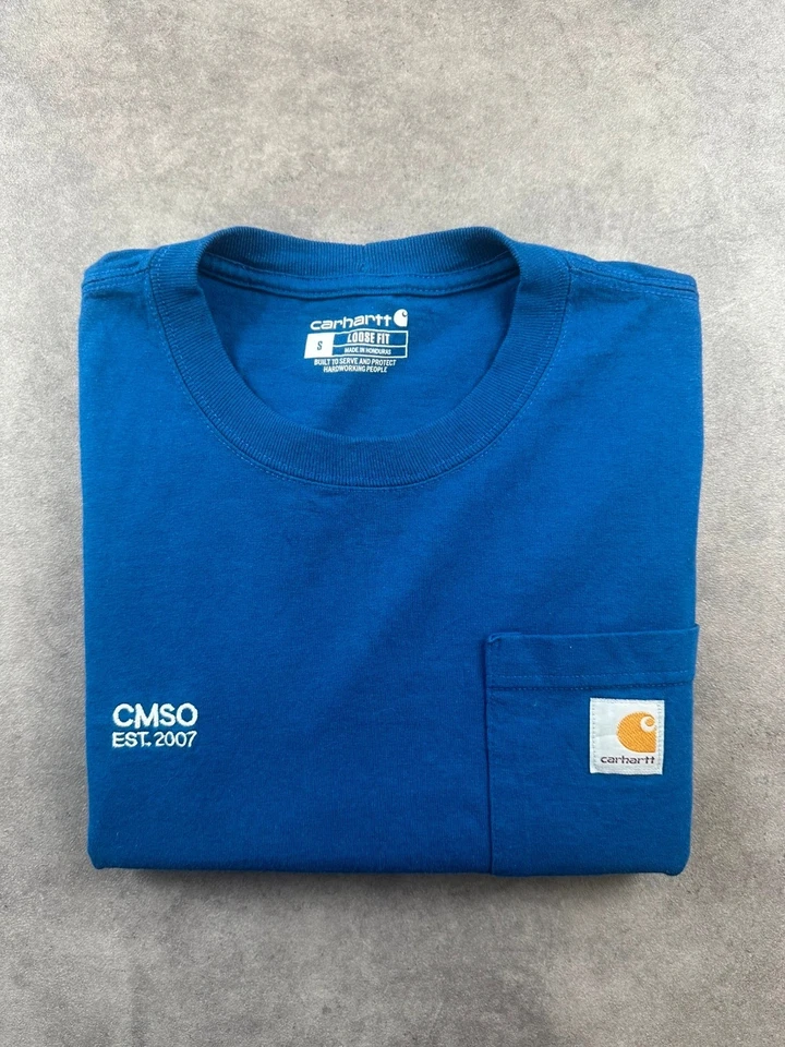 T-shirt Carhartt bleu logo poche homme – Taille S - Photo 1/4