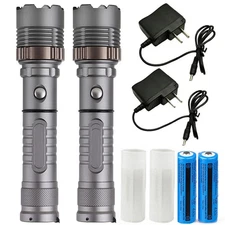 2X Super Bright Police Tactical LED Flashlight Zoom Rechargeable Powerful Torch