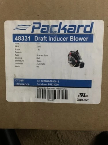 Packard 48331 Draft Inducer, Goodman Replacement, 115V, 0.8 Amp