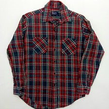 Vintage JC Penney The Men's Shop Plaid Flannel Button Up Shirt Size M