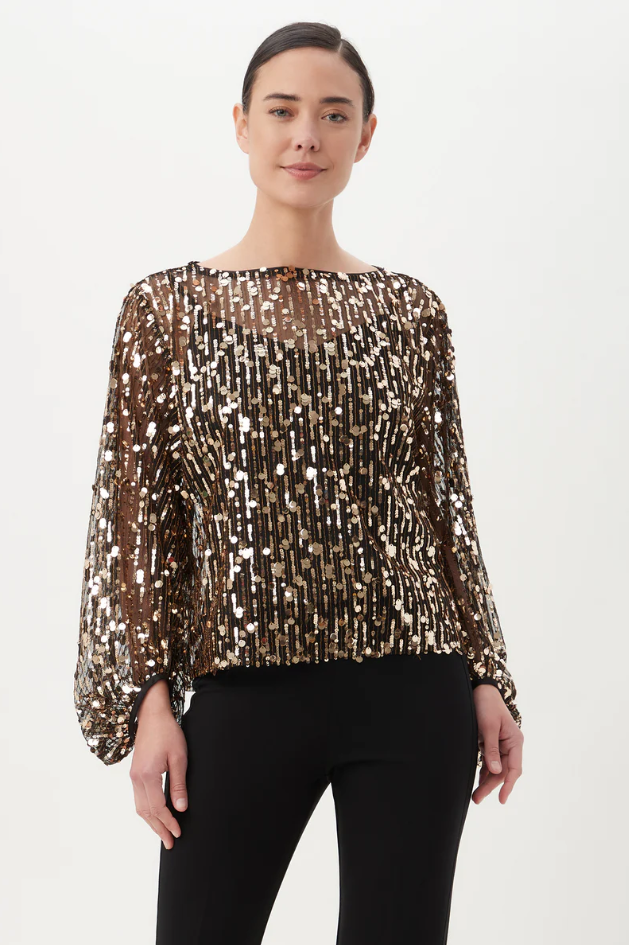 AUTH Trina Turk URSA TOP BLACK/GOLD XSM
