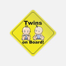 Twins On Board Boys Surprised Cute Funny Baby Vinyl Sticker Decal