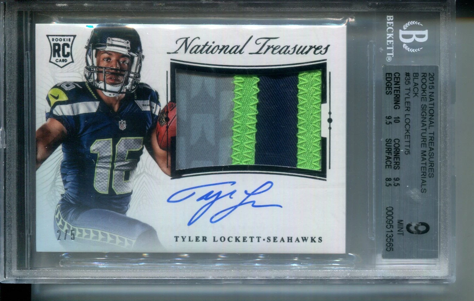 Tyler Lockett Panini National Treasures Rookie Signature Rps #RSRTL Black
