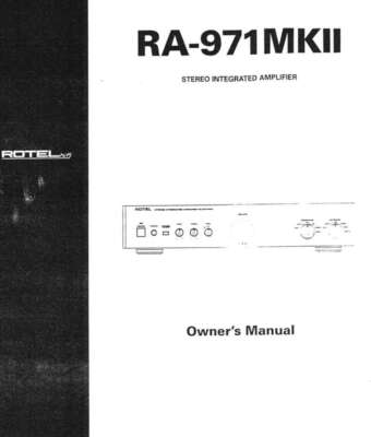 Rotel RA-971Mk2 Amplifier Owners Manual