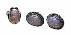 Vintage Mexico Fire Opal Ring & Earring Set Sterling Silver Sz 6-6.5 Signed JS
