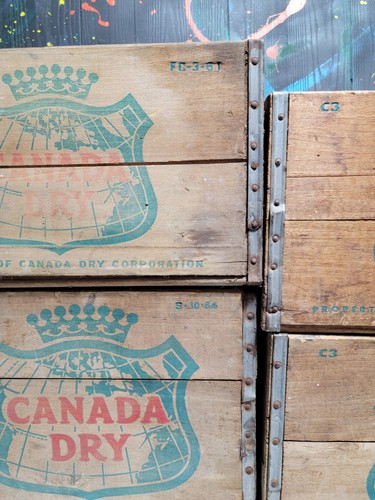 Vintage Antique Canada Dry Ginger Ale Wood Wooden Crates Box 1961 And 1966
