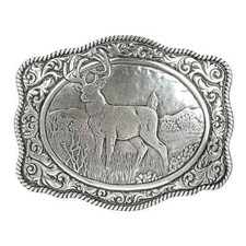 Crumrine Western Mens Belt Buckle Rectangle Buck Silver 38038