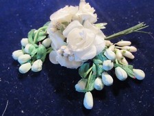 Vtg Millinery Flower Collection Ivory Green Blossom Stamen Bud 1/2- 1 1/2" H5181