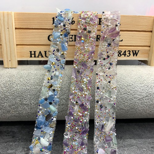 1m Rhinestone Trim Edging Hotfix Stone Beaded Ribbon Chain Iron on Applique Sew - Picture 6 of 30