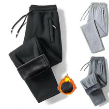 Men Winter Warm Sweatpants Active Pocket Casual Joggers Fleece Lined Track Pants