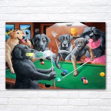 Cani che giocano biliardo quadro su tela arte da parete poster decorazione casa murale