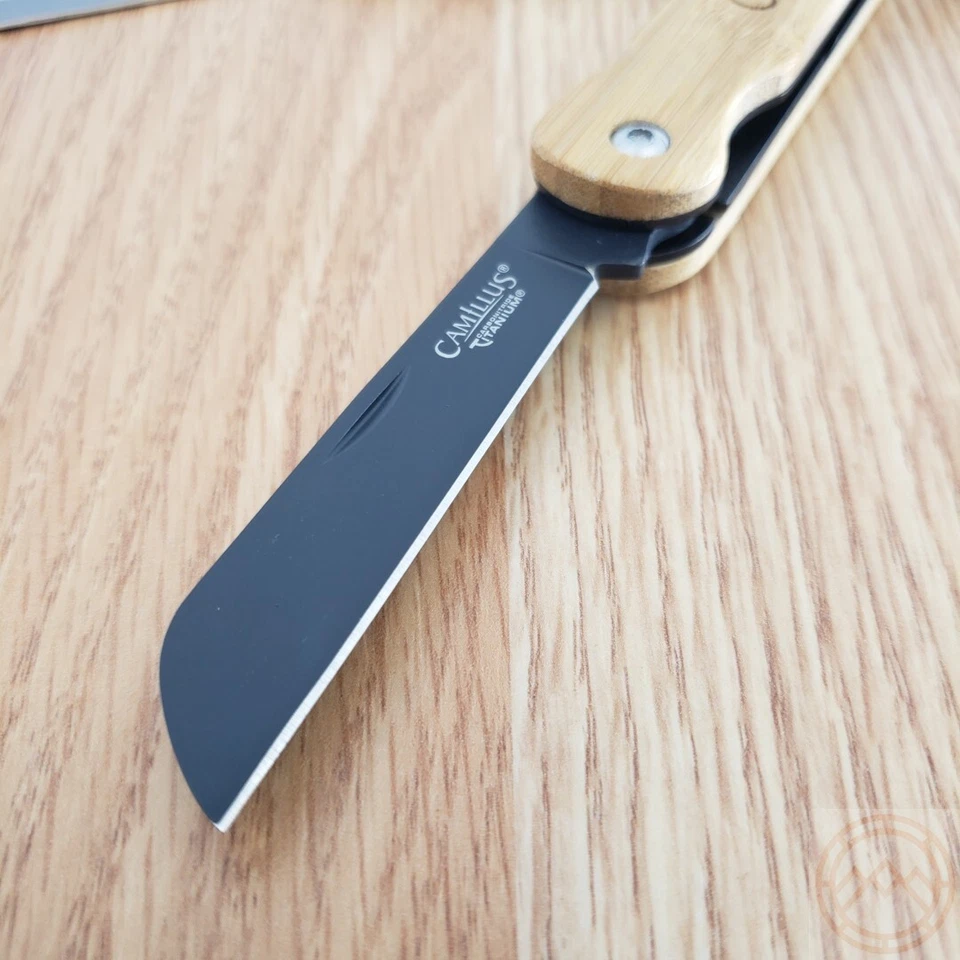 Cuchillo Plegable Camillus Marlin Spike Linerlock AUS-8 Hoja de Acero Mango de Bambú Foto 2 de 4