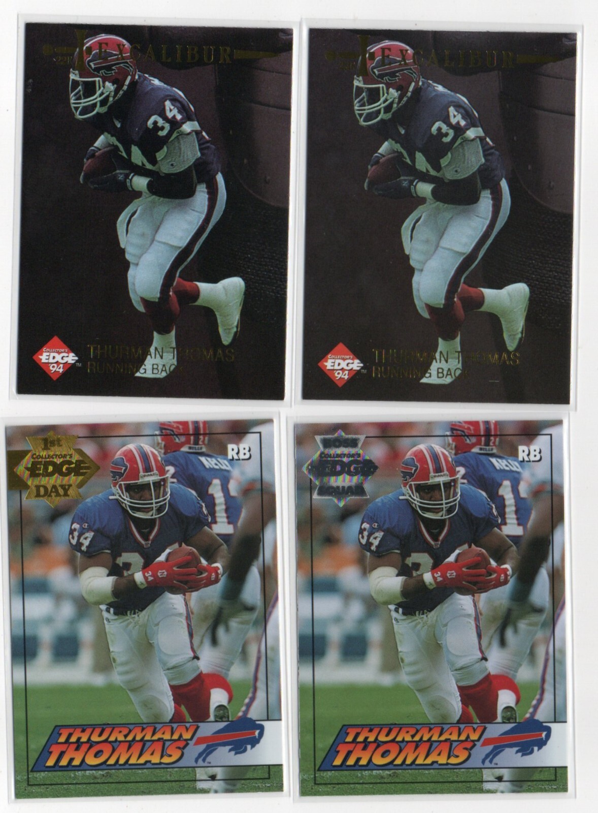 THURMAN THOMAS BUFFALO BILLS 1994 EDGE EXCALIBUR 22K GOLD 1ST DAY INSERT 4X LOT