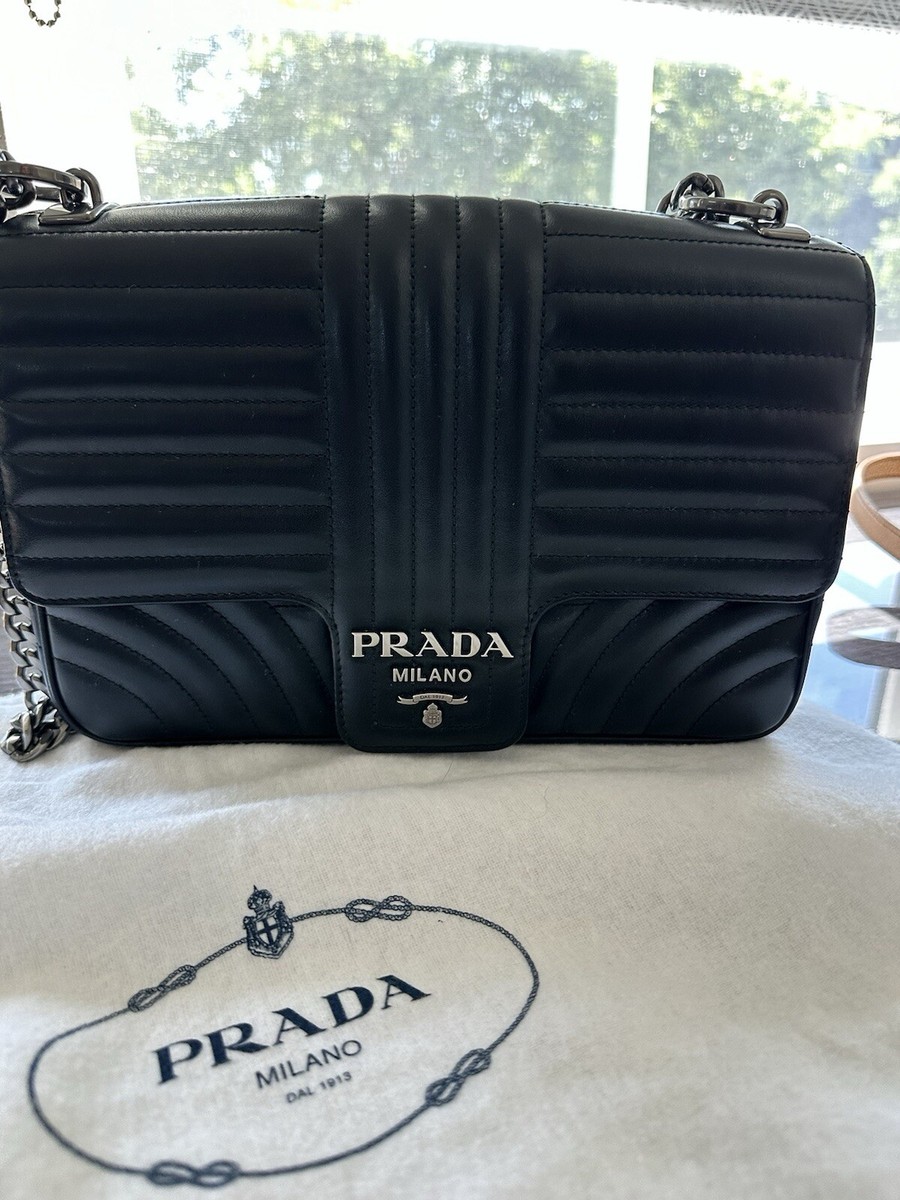 Prada Chain Flap Shoulder Bag Diagramme Quilted Leather Prada Chain Flap Shoulder Bag Diagramme Quilted Leather