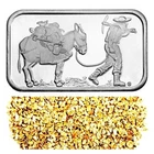 1 TROY OZ .999 SILVER RETRO PROSPECTOR BAR + 50 PIECE ALASKAN PURE GOLD NUGGETS