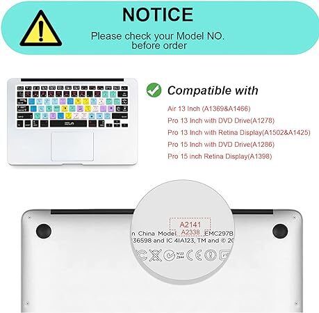 Cover -Silicone Keyboard Skin for MacBook Air 13 inch A1466 A1 Shorcut Keyboard - Picture 1 of 6