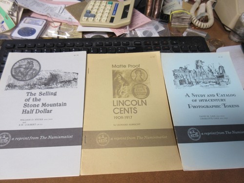 3 ANA reprint Reference Booklets / Stone MT 1/2 Dollars + 2 More See Photos