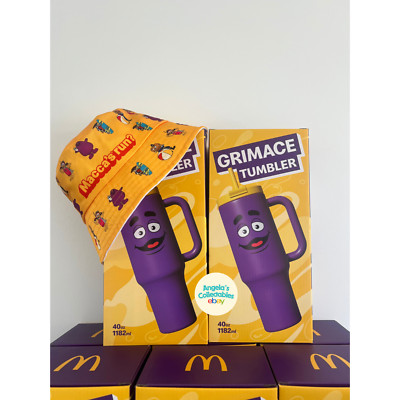2x Grimace Tumbler Cup McDonalds + FREE HAT - Stainless Steel Hot/Cold HTF AUS
