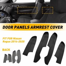 For 2014-2020 Nissan Rogue Interior Door Panels Black Armrest Leather Cover J
