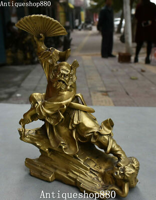 22CM Chinese Bronze Bixie Fan Zhongkui Zhong Kui God Bat Catch