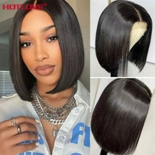 Bone Straight Short Bob Wig Brazilian Pre-Plucked T Part Bob LaceWig 5x5x1 150 