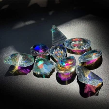 10Pcs Crystal Glass Teardrop Prism Suncatcher Hanging Garden Home Decor