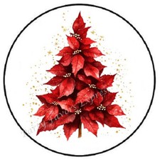 POINSETTIA CHRISTMAS TREE ENVELOPE SEALS LABELS STICKERS PARTY FAVORS