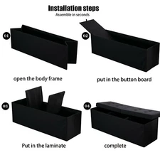 Folding Storage Ottoman Bench Linen Fabric Storage Chest Footrest Stool Toy Box