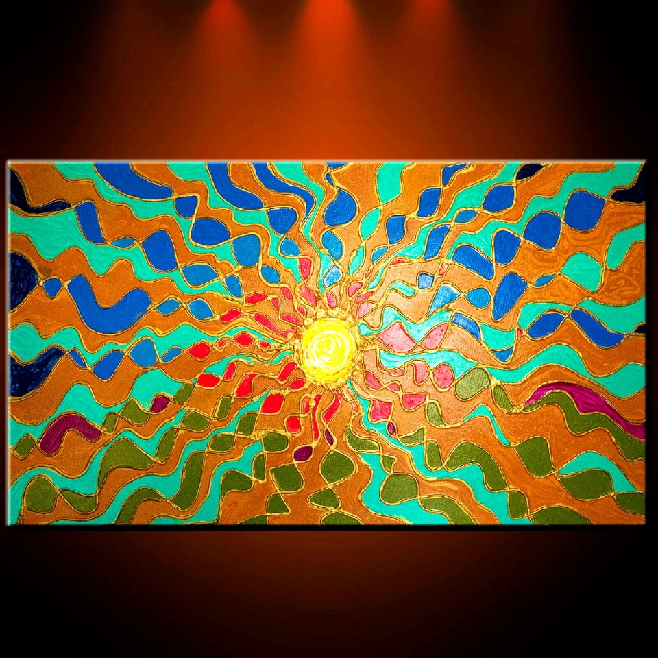 ¡ENMARCADO! Pintura al óleo ¡Gran textura! Lienzo Firmado Original Abstracto Artista XXX! Foto 3 de 4