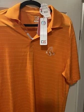 Boston Red Sox NWT Cutter and Buck L DryTec Golf Shirt. Distinctive Orange.