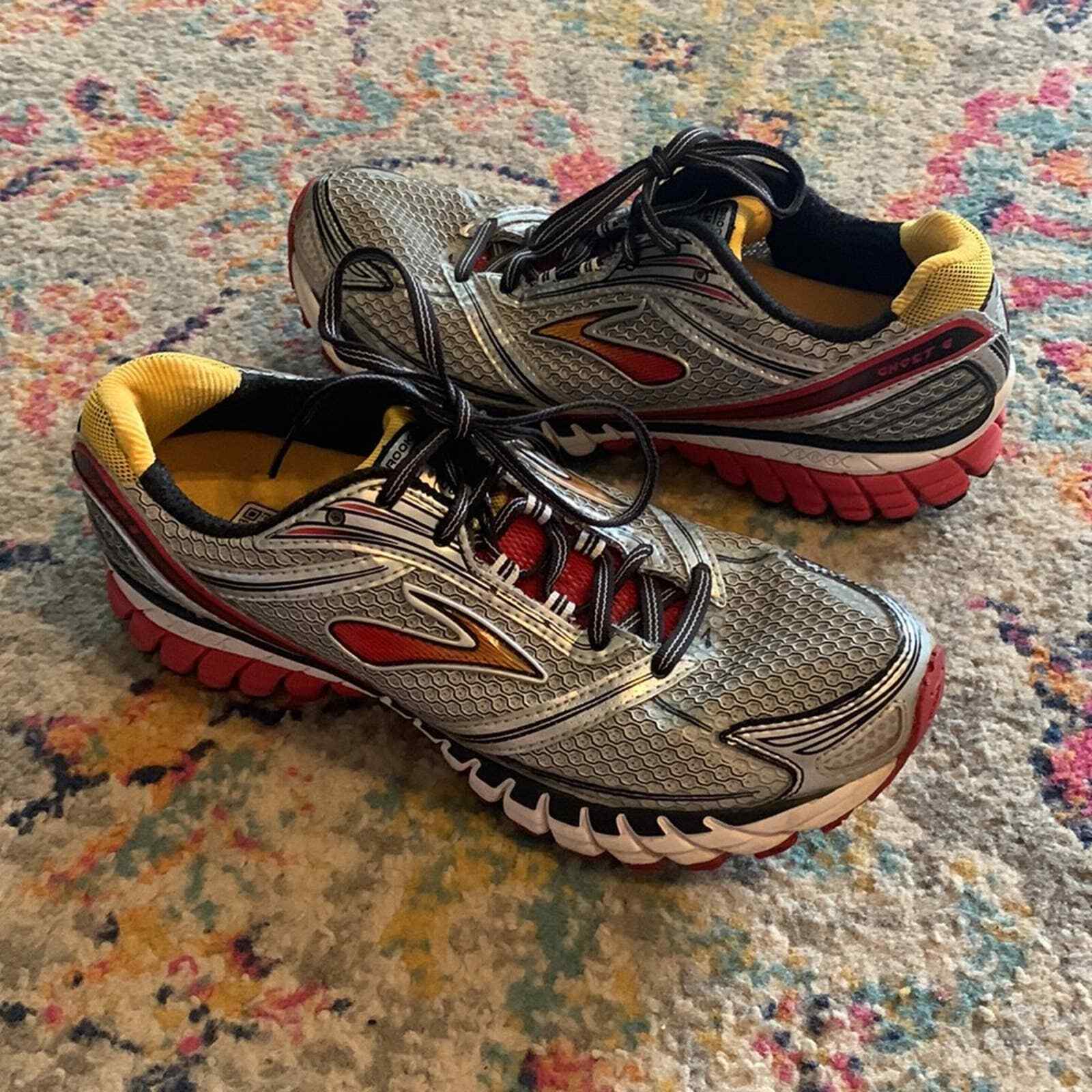 BROOKS Ghost Red Yellow Running Tennis Shoes 8 Gem