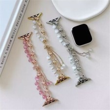 For Apple Watch 11 10 9 8 7 6 5 4 SE 41/42/44/45/46mm Women Pearls Bracelet Band