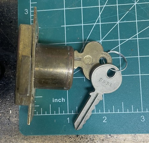 CORBIN CABINET LOCK 2 KEYS VINTAGE ORIGINAl 2.5 By 1.5 Ball Bearing Pins Old