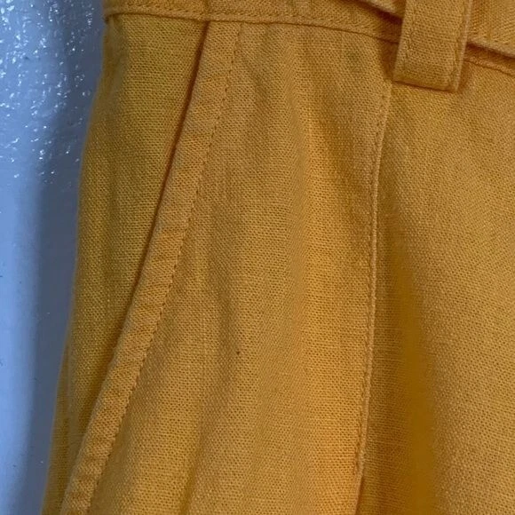 Pantalones Cortos Free People Cintura Alta Lino Plisados Talla Pequeña Bolsillos con Cinturón Playa Foto 4 de 4
