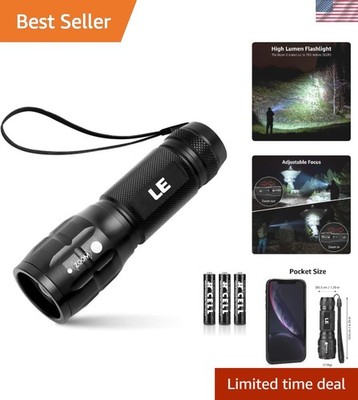 Compact Waterproof LED Flashlight - 140 Lumens, Adjustable Focus for Outdoor Use